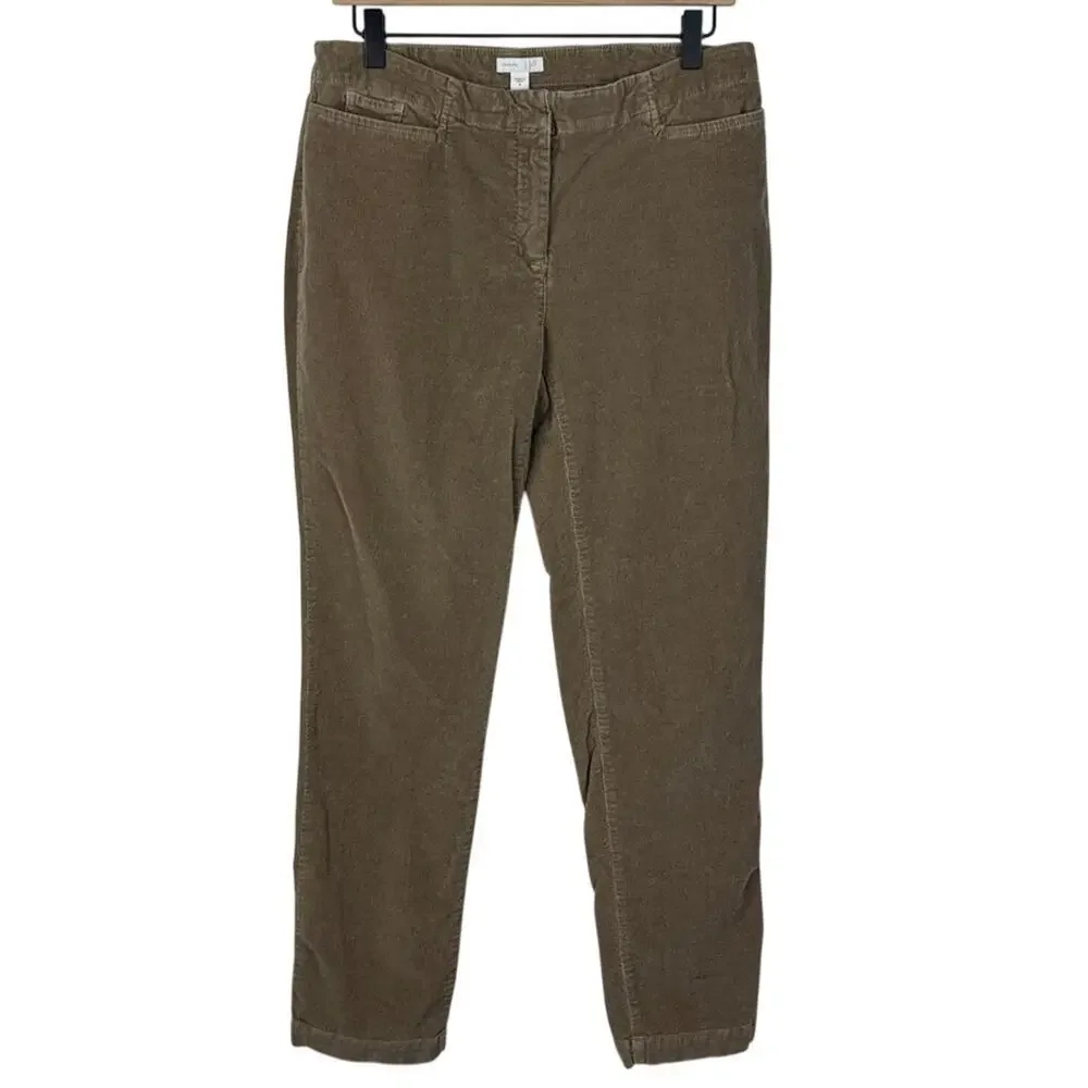 J. Jill Authentic Fit Slim Leg Corduroy Pants 8 Tan Rattan Academia Minimalist